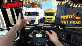 IDIOTS on the road #98  8 People BANNED  Real Hands Funny moments - ETS2 Multiplayer