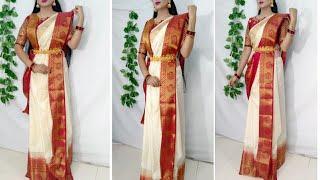 Try this Bengali Draping Style to look more BeautifulSaree Wearing New StyleHow to wear saree