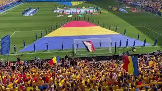 Romania vs Ukraine. 40.000 fans singing National Anthem of Romania in Munchen. UEFA EURO 2024