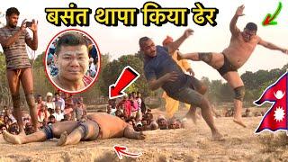 बसंत थापा गोरखाली फ़ाईट करके बीच अखाड़े में किया हादसा  basant thapa ki kushti  thapa ki kushti