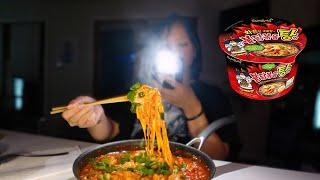 eating spicy noodles in my bedroom *mukbang*