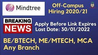 Mindtree Off-Campus Hiring 2020 & 2021 Batch  BEBTech MEMtech All Branch  MCA