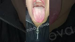 Long tongue challenge with spit
