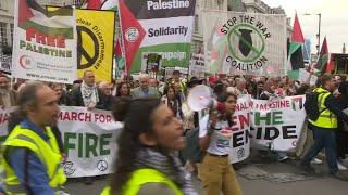 Pro-Palestinian demonsrators march in London  AFP