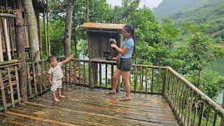 Make a birdhouse with bamboo cover the roof with clay and buy bird breeds to raise