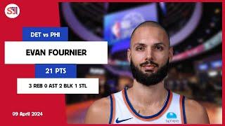 EVAN FOURNIER 21 PTS 3 REB 0 AST 2 BLK 1 STL  vs PHI 09 Apr 23-24 DET Player Highlights