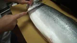 How To Fillet a Whole Salmon - How To Make Sushi Series