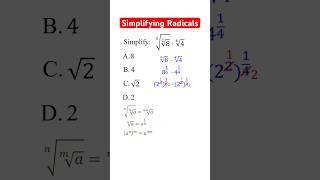 Simplifying Radicals with Square Roots  Cube Roots and Fourth Roots #shorts