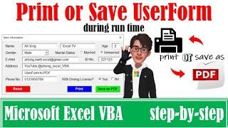 Print or Save Excel UserForm as PDF file during run time using VBA