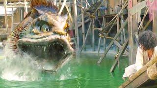 The monster fish attacks and eats people in a fishing village