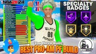 THE ULTIMATE *NEW* BEST PRO AM PFBACKEND BUILD on NBA 2K24 W TMAC SWAGS NEW BLACK MARKET BUILD