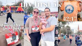 vlog running my *first 5k* at 4 months postpartum 