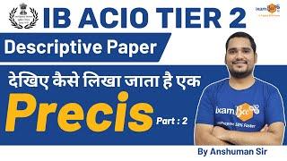 IB ACIO TIER 2  Example of Precis Writing - II  By Anshuman Sir
