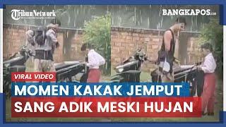 Viral Video Momen Kakak Jemput Adik Meski Hujan