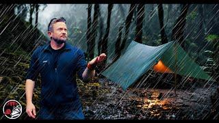 Weathering the Storms - ASMR Rain Camping Adventure in the Deserted Mountains