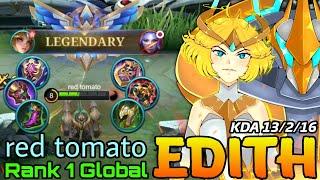 Legendary Edith Super Tank Gameplay - Top 1 Global Edith by red tomato - Mobile Legends