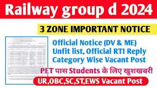 Group d 3 Zone Important update Official Notice Official RTI Reply Category Wise Vacant Post