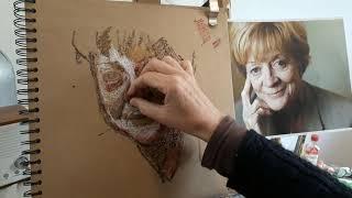 Painting a portrait in Sennelier oil pastels by Caroline Marsland