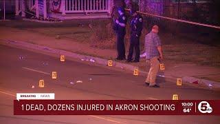 Dozens shot 1 killed in overnight Akron shooting