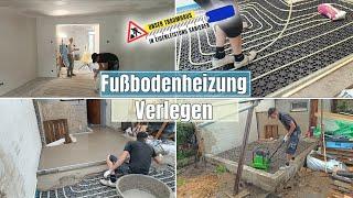 Bauvlog N° 37  Fußbodenheizung-Einbau Teil 1  Estrich im Büro gießen 