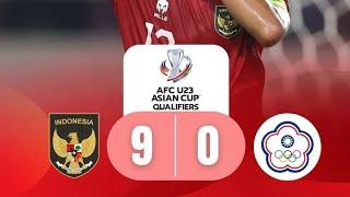 Indonesia U-23 vs Chinese Taipei U-23 9-0 Full Match AFC U-23 Asian Cup 2024 Qualifiers Group K