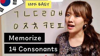 How to Memorize Korean Hangul 14 Consonants EASILY Hangul Lesson #1