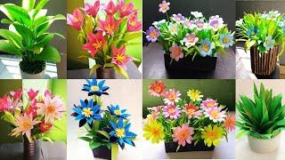 8 best artificial paper flower bouquet  flower pot for room decoration diy craftpaper plant