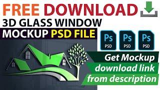 Logo Mockup Free Download  3D Glass Window Logo mockup photoshop psd file