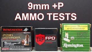 9mm 124 gr +P Ammo Tests  PDX1 TAP Golden Saber Bonded