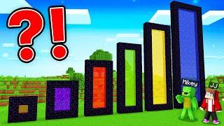 JJ and Mikey Found The TALL PORTALS of ALL SIZES in Minecraft Maizen