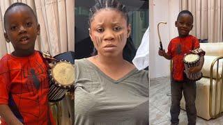 ACTRESS WUMI TORIOLAS SON DISPLAYING HIS TALENT AS A DRUMMER