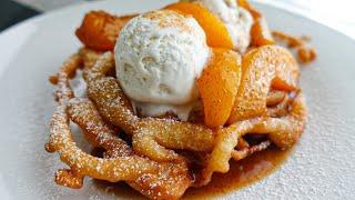 Easy Funnel Cake Recipe  Peach Cobbler Funnel Cake