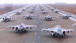 Massive USAF F-16 Elephant Walk At Kunsan Air Base South Korea