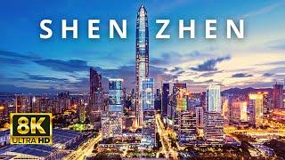 Shenzhen China  in 8K ULTRA HD 60FPS at night by Drone