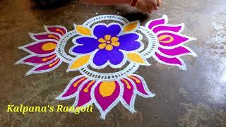 Ugadi special Muggulu Easy Rangoli design simple method Unique flowers kollam