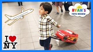 Ryan ToysReview airplane ride and opening surprise eggs