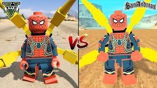 GTA 5 LEGO SPIDERMAN VS GTA SAN ANDREAS LEGO SPIDERMAN - WHO IS BEST?