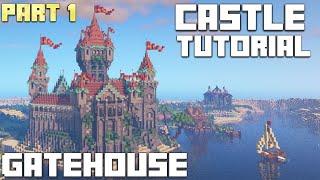 Minecraft Tutorial How to Build a Castle Block by Block - Part 1 - Gatehouse