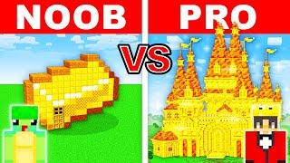 NOOB vs PRO GOLDEN CASTLE HOUSE Build Challenge in Minecraft