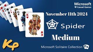 Microsoft Solitaire Collection - Daily Challenge - Spider Medium - November 11th 2024 - 2024-11-11