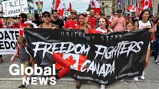 Anti-government protesters descend on Ottawa for Canada Day