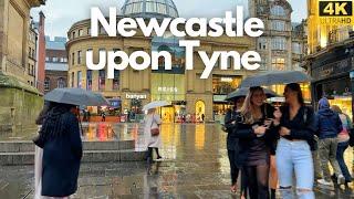 Walking around Newcastle city  Rainy day. 4K