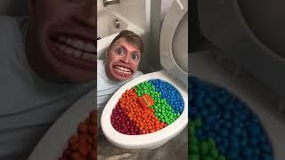 Eating Colorful Chocolate M&Ms Candy in Toilet #shorts