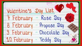 Valentines Week  7 Feb to 14 Feb all day list  kal konsa day hai 2024 l Valentines Day week 2024