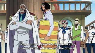 Garp shocks luffy and aokiji with his power English Sub