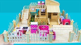 Satisfying DIY Miniature Popsicle Sticks House Building Beautiful Dream House Full Of Furniture