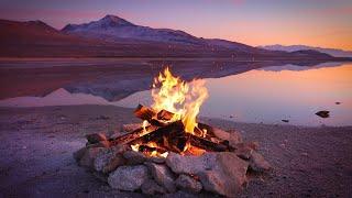 LIVE- GREAT SALT LAKE CAMPFIRE - Virtual Fireplace Video with Nature Sounds for Meditation