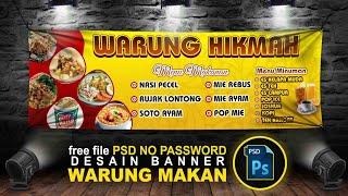 DESAIN BANNER WARUNG MAKAN  FREE  DOWNLOADFILE PSD NO PASSWORD #photoshop #tutorial #banner