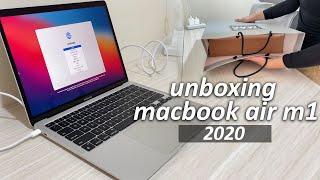 Chill Unboxing Macbook Air M1 2020 Silver + setup  finally have a compact & lightweight laptop