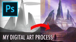 How I create Sci-fi Environment Concept Art In Photoshop  Step By Step Process